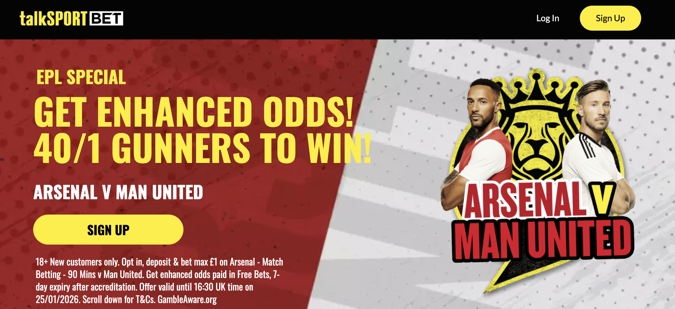  TALKSPORTBET - ARSENAL TO BEAT MAN UTD 40/1
